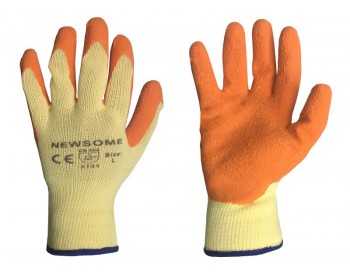 Large, Orange Latex Coated Work Gloves